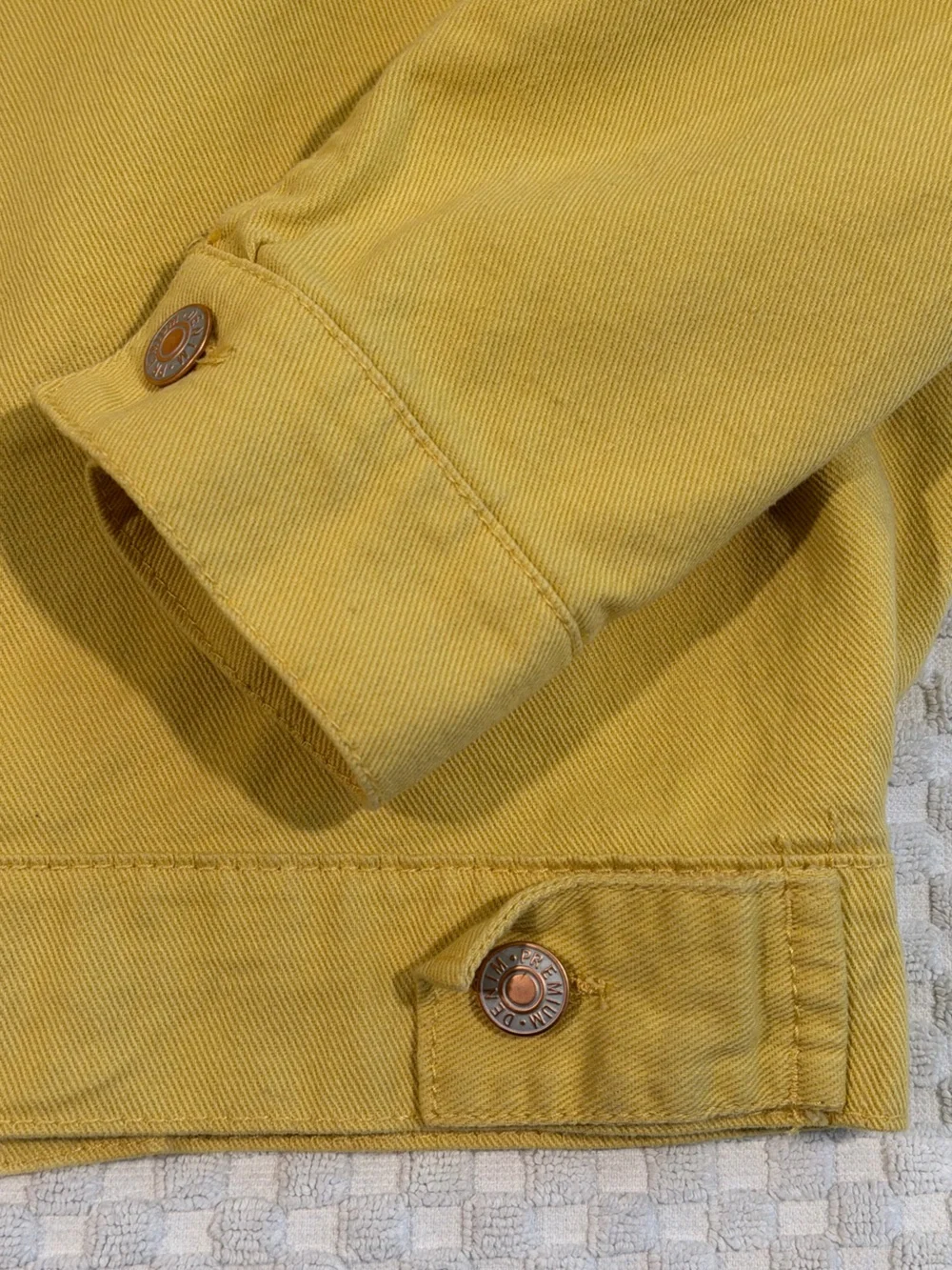 Love Tree Yellow Ruffle-Trim Denim Jacket
